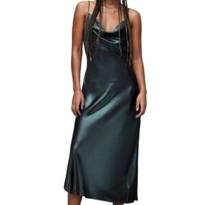 All Saints Dark Green Midi Dress